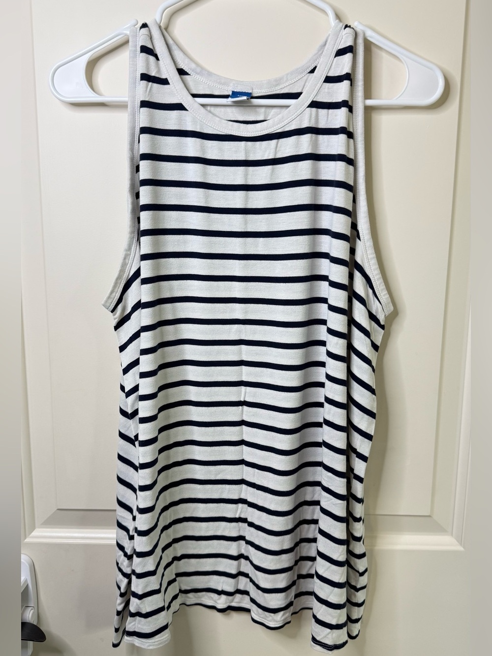 Old Navy white and deep navy:/black striped Women's Luxe Tank Top 2X
